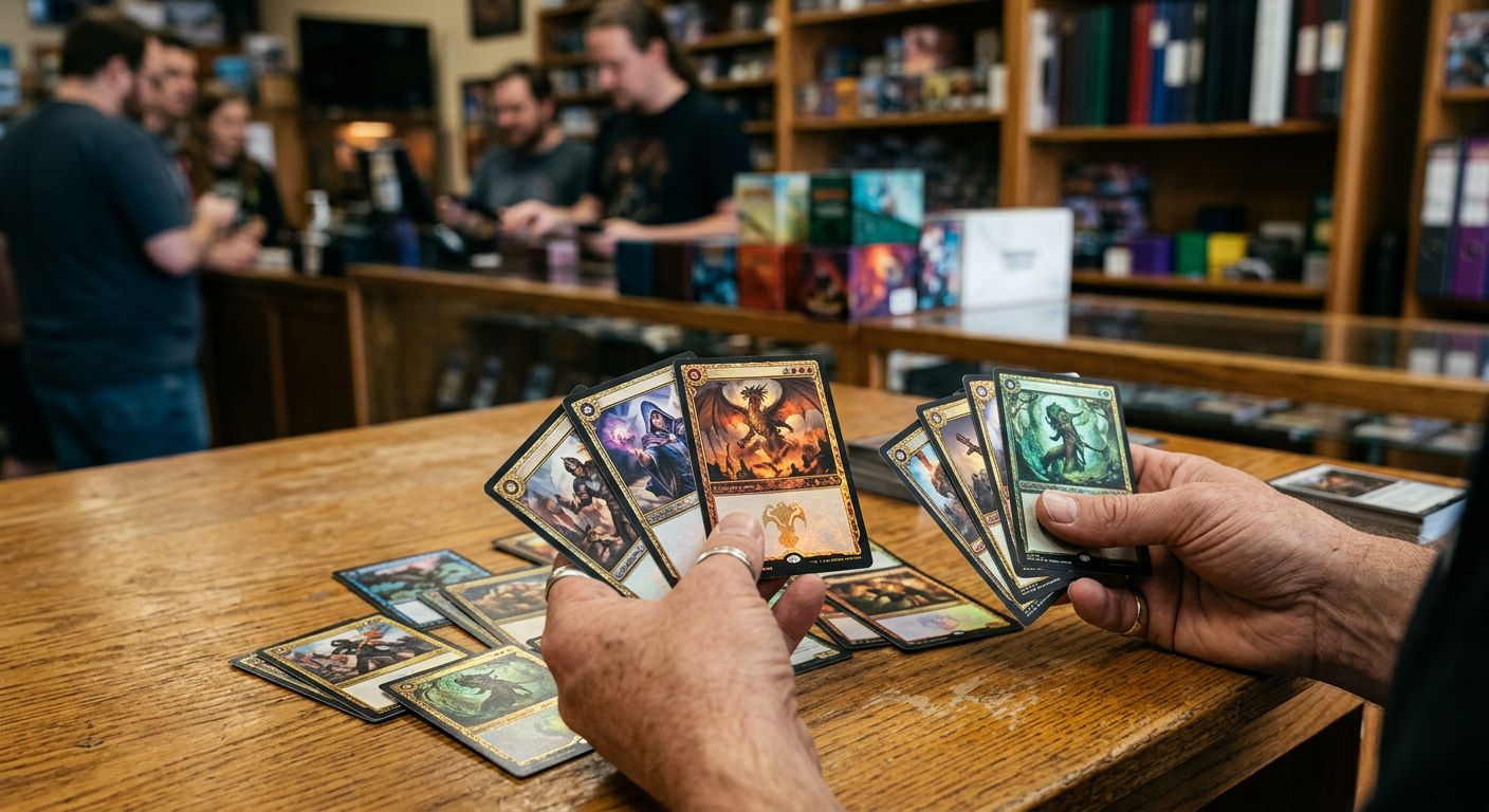 트레이딩 카드 게임(TCG)의 수집 및 플레이 환경을 보여줌